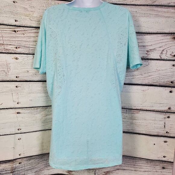 Tribal Jeans Aqua Blue Burnout V-Neck T-Shirt Women’s Medium Lightweight Relaxed - Picture 3 of 5